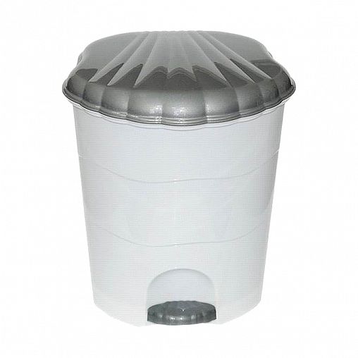 Ведро для мусора Violet, 32 л, с педалью, бело-серое фото