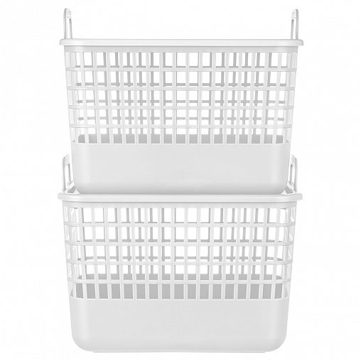 Корзина с крышкой и ручками Бытпласт Kobo, 32 x 22,4 x 25,5 см, белая фото