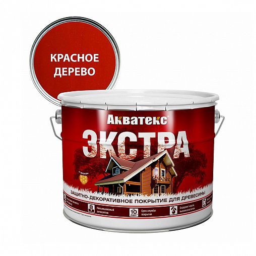 Защитно-декоративное покрытие для дерева Акватекс Экстра, полуглянцевое, 9 л, красное дерево фото