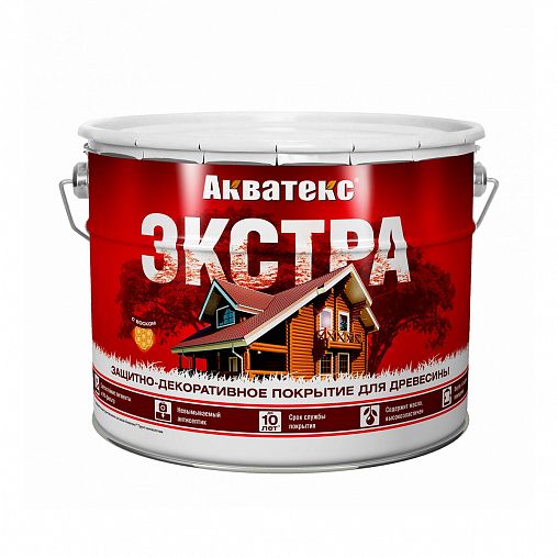 Защитно-декоративное покрытие для дерева Акватекс Экстра, полуглянцевое, 9 л, красное дерево фото