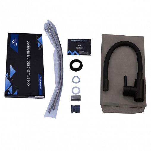 Смеситель для кухни Fashun A54101N-7A, с гибким изливом, черный фото