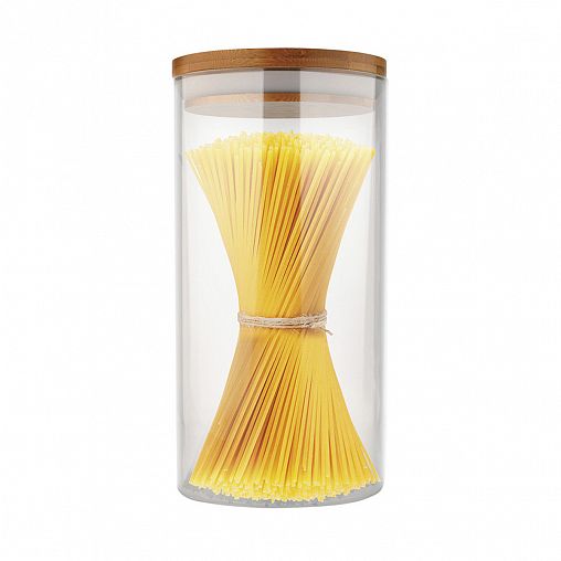 Банка для сыпучих продуктов Mallony Bambu, стеклянная, с крышкой, 1,3 л фото