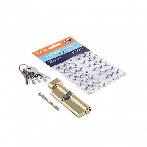 Цилиндровый механизм Нора-М STD Z ЛВ-90 (55-35В), ключ/вертушка, золото фото