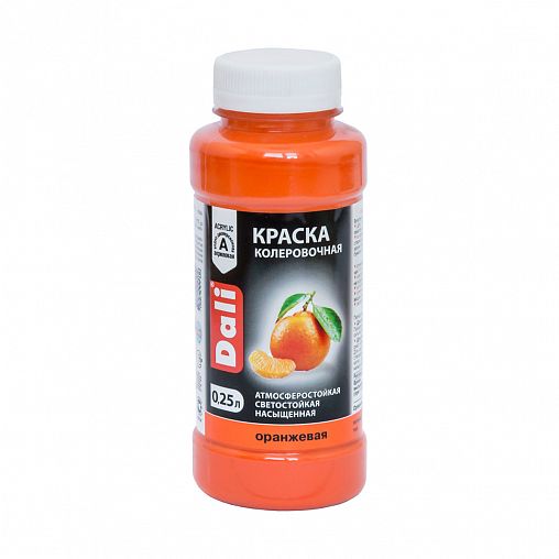 Краска колеровочная Dali, акриловая, 0,25 л, оранжевая фото