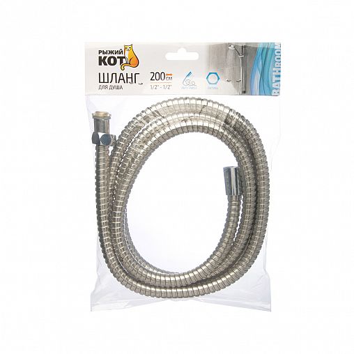 Шланг для душа Рыжий кот Anti-Twist, нержавеющая сталь, 2 м фото