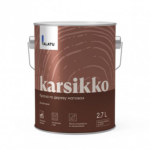 Краска по дереву Talatu Karsikko, матовая, база А, белая, 2,7 л фото
