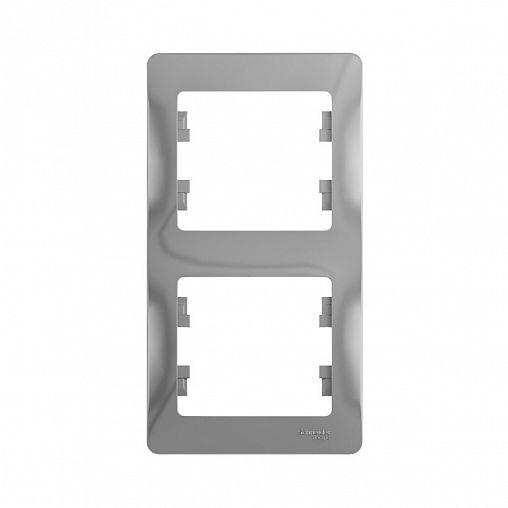 Рамка Systeme (Schneider) Electric Glossa, 2-поста, вертикальная, алюминий фото