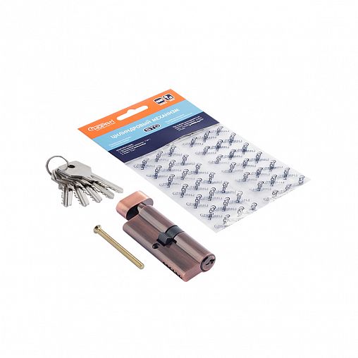 Цилиндровый механизм Нора-М STD Z ЛВ-80 (40-40), ключ/вертушка, старая медь фото