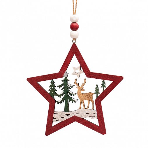Украшение декоративное новогоднее, деревянное, 13 x 13 см фото