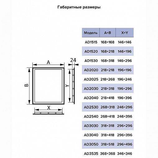 Люк-дверца ревизионная Auramax AD3050, пластиковая, с фланцем 296 x 496 мм, 318 x 518 мм фото