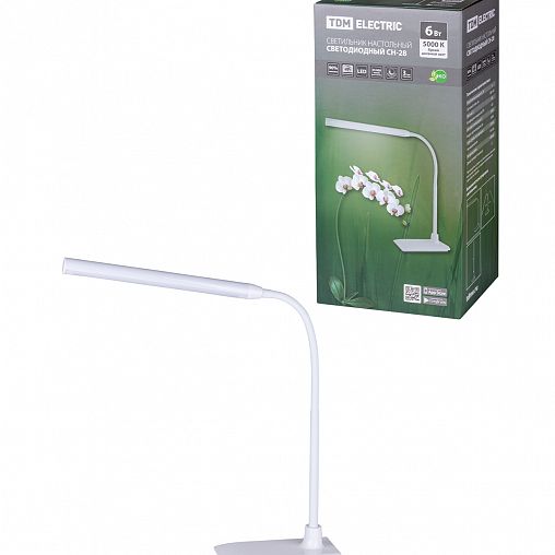 Лампа настольная светодиодная Tdm Electric СН-28, 6 Вт, 5000 K, сенсор-диммер, белая фото