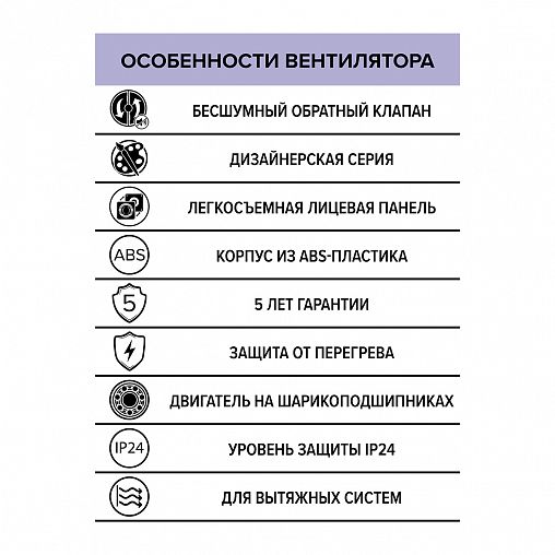 Вентилятор осевой вытяжной DiCiTi Rio 5C Obsidian D125, с обратным клапаном фото