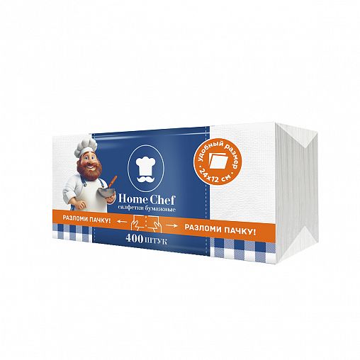 Салфетки бумажные Home chef, однослойные, 400 шт фото