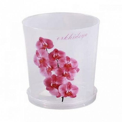 Горшок для орхидей Альтернатива, с поддоном, 3,5 л, прозрачный с рисунком фото