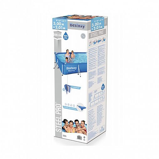 Бассейн каркасный Bestway Steel Pro, 300 x 201 x 66 см, 3300 л фото