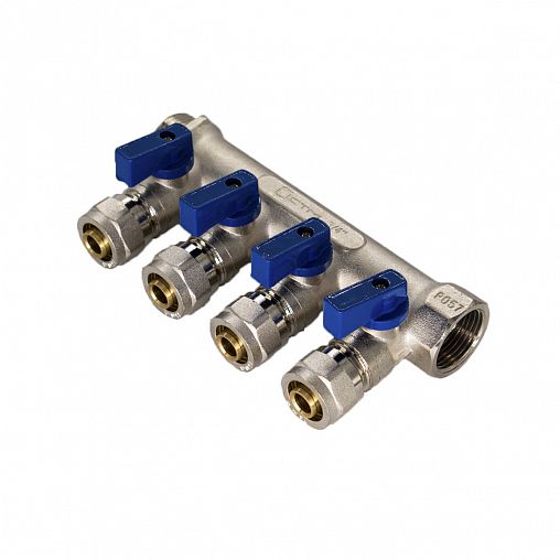 Коллектор универсальный для МП труб с шаровыми кранами СТМ, 3/4" x 16 мм x 4 выхода фото