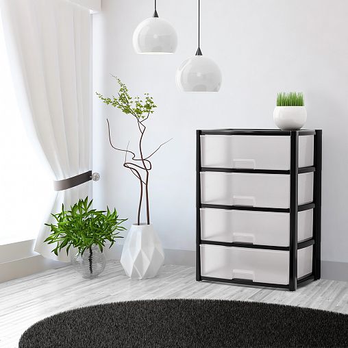 Комод четырехсекционный Альтернатива Колорит, 56 x 39 x 81 см, черный фото