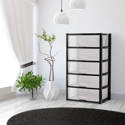 Комод пятисекционный Альтернатива Колорит, 56 x 39 x 100 см, черный фото