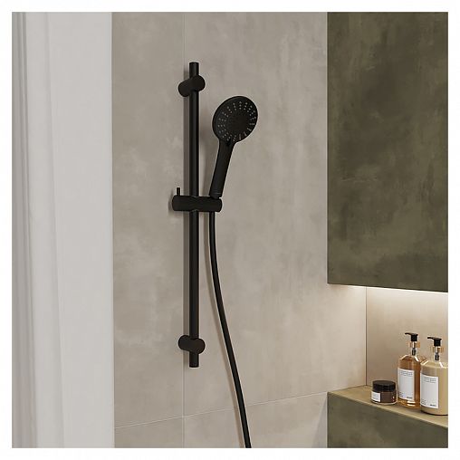 Лейка для душа Milardo Ideal Spa, 5 режимов, черная матовая фото