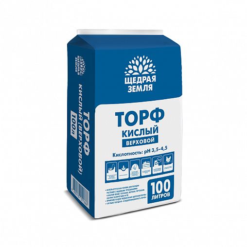 Торф верховой кислый Щедрая земля, прессованный, 100 л фото