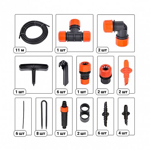 Комплект для дождевого полива Жук, от водопровода, для 2 грядок фото