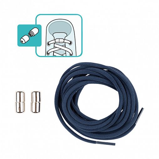 Шнурки для обуви Рыжий кот, эластичные, с фиксатором, 100 см, 2 шт, темно-синие фото