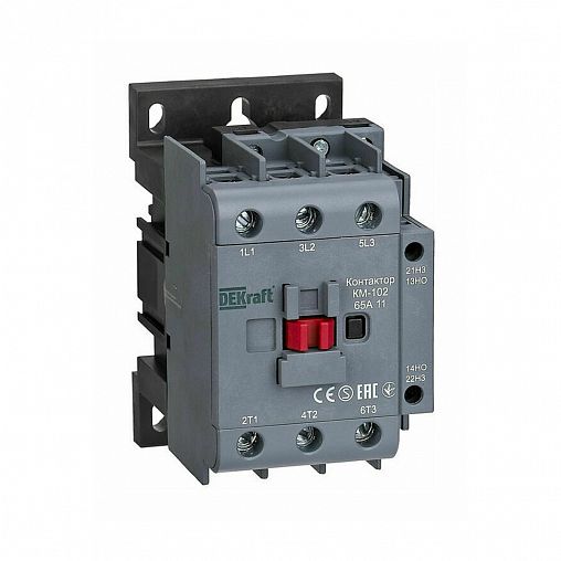 Контактор DEKraft КМ-102, 1НО+1НЗ, 65 А, 220/230 В, АС3/АС4 фото