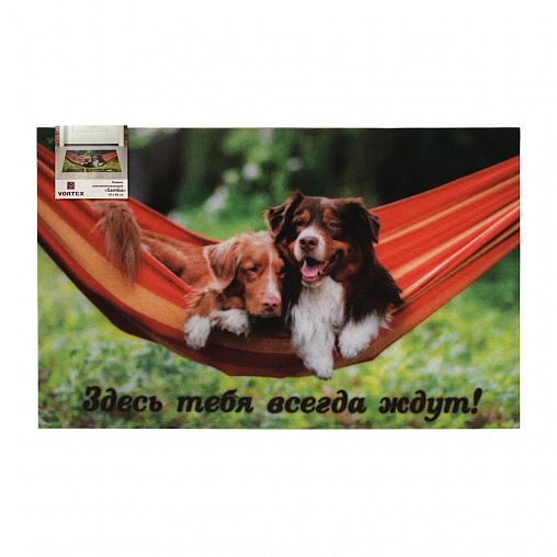 Коврик придверный Vortex Samba Собаки в гамаке, влаговпитывающий, 50 x 80 см фото