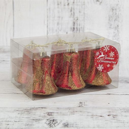 Украшение декоративное новогоднее Зимнее волшебство Колокольчики кралекюр, 6 x 5 см, 6 шт фото
