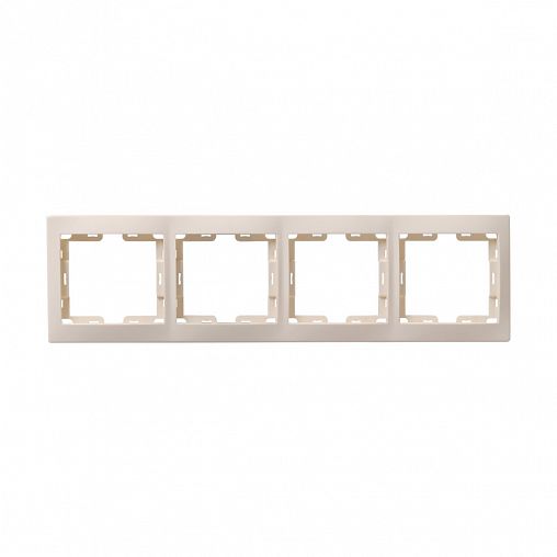 Рамка IEK Кварта РГ-4-ККм, 4 поста, горизонтальная, кремовый фото