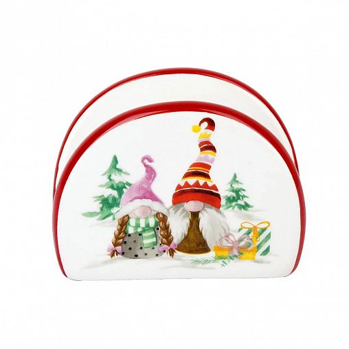 Салфетница Dolomite Рождественские гномы, керамическая, 10 x 4 см фото