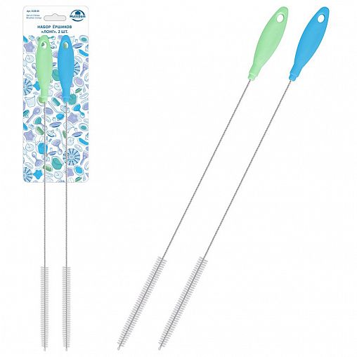 Ершик для мытья посуды Мультидом Лонг, набор 2 шт фото