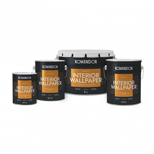 Краска для обоев Komandor Interior Wallpaper, матовая, база А, белая, 9 л фото