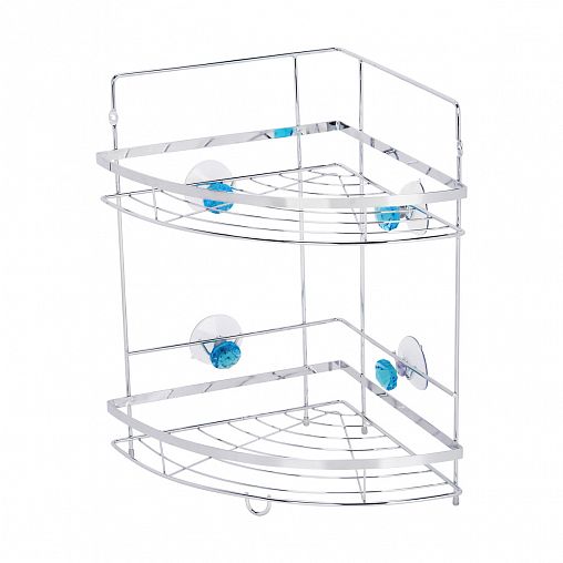 Полка для ванной угловая Рыжий кот Бриллиант, 2-х ярусная, 24,5 x 24,5 x 38 см фото