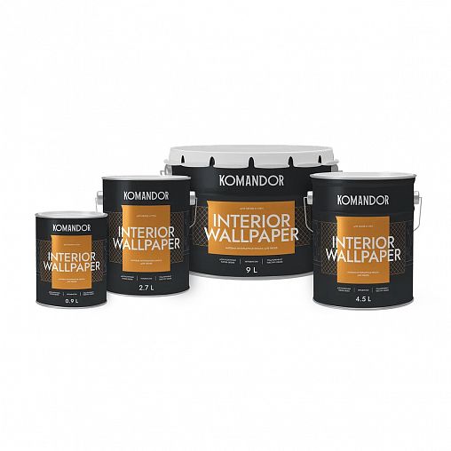 Краска для обоев Komandor Interior Wallpaper, матовая, база А, белая, 2,7 л фото