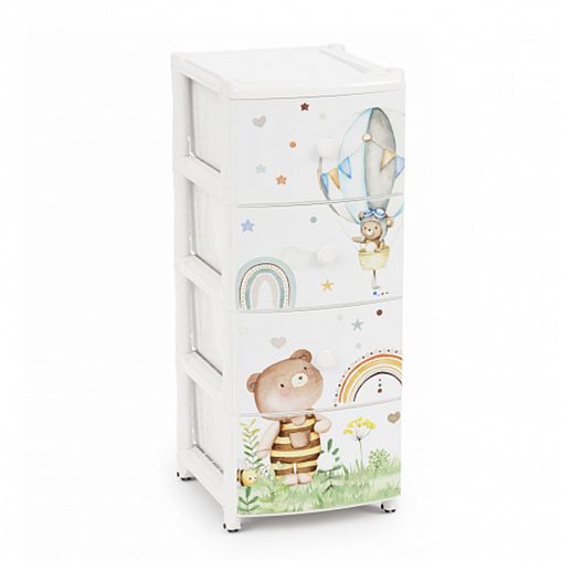 Комод детский четырехсекционный Альтернатива Мишутки, 39,5 x 50 x 98 см фото