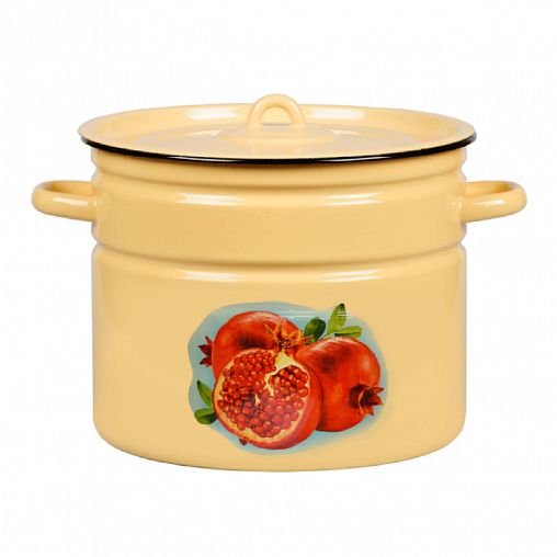 Кастрюля эмалированная СтальЭмаль с крышкой, 9 л, с декором фото