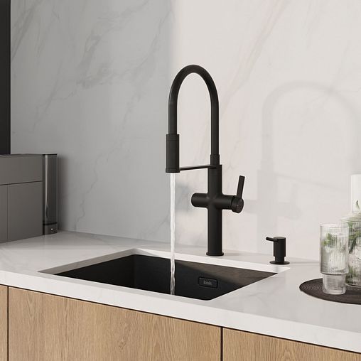 Смеситель для кухни IDDIS Ikon, с гибким изливом и подключением к фильтру, черный матовый фото