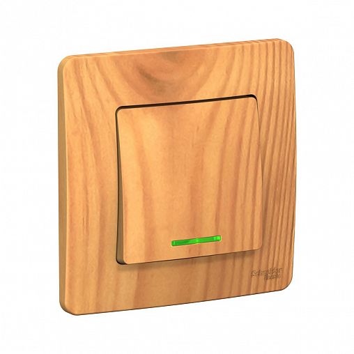 Переключатель 1-клавишный Systeme (Schneider) Electric Blanca, встраиваемый, с подсветкой, ясень фото