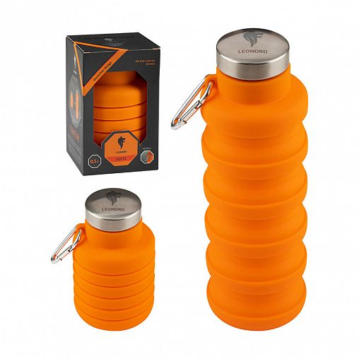 Бутылка для воды складная Leonord, силиконовая, 500 мл фото Бутылка для воды складная Leonord, силиконовая, 500 мл фото