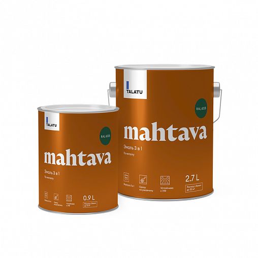Грунт-эмаль по ржавчине 3 в 1 Talatu Mahtava, глянцевая, 0,9 л, RAL 6005, зеленая фото