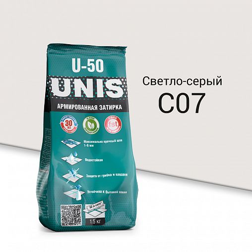 Затирка Unis U-50 С07, серая, 1,5 кг фото
