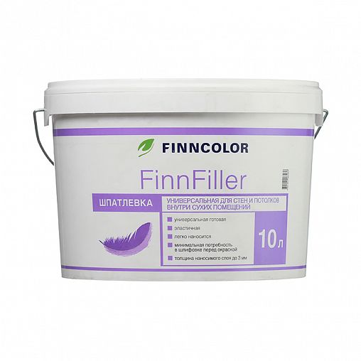 Шпатлевка финишная Finncolor FinnFiller, 10 л, белая фото