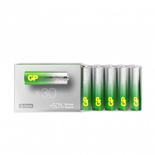 Батарейка GP Super G-Tech 15AA21-2CRSWC30, типоразмер АА, 30 шт фото