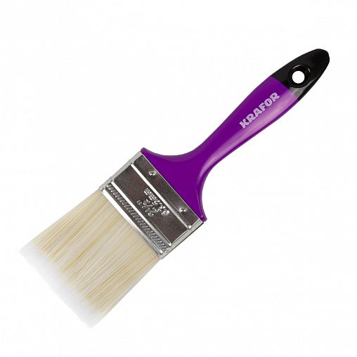 Кисть плоская Krafor №2,5, искусственная щетина, пластиковая ручка, 63 мм фото