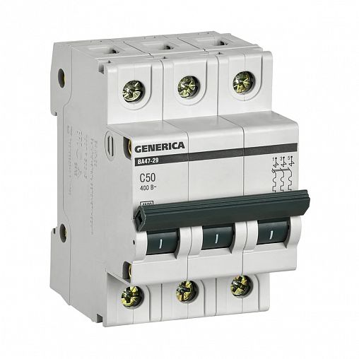 Выключатель автоматический Generica ВА47-29, 3Р, 50 А, 4,5 кА, тип С фото