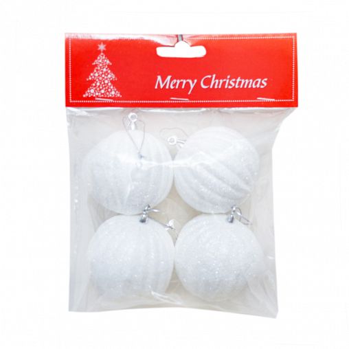 Набор елочных шаров, d 6 см, 4 шт, белый фото