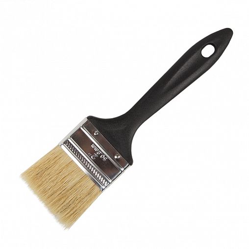 Кисть плоская Krafor №2, натуральная щетина, пластиковая ручка, 50 мм фото