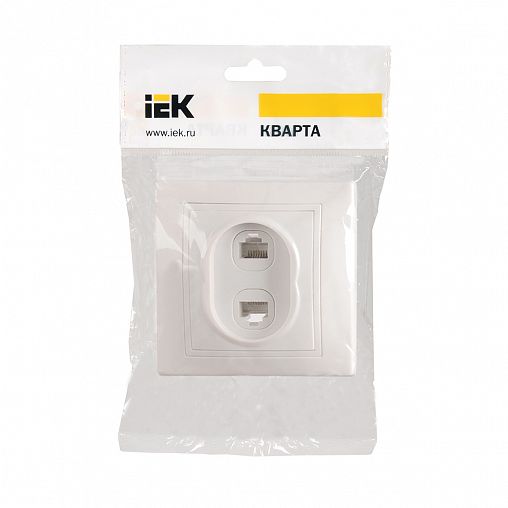 Розетка телефонная и компьютерная встраиваемая RJ11/RJ45 IEK Кварта, IP20, белая фото