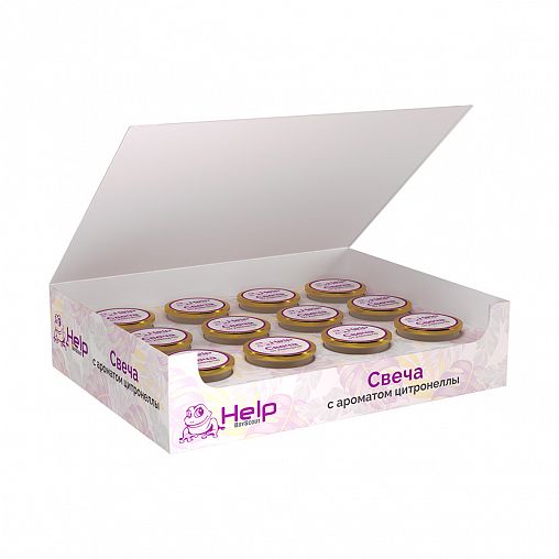 Свеча уличная от комаров Help, с ароматом цитронеллы, в стеклянной банке, 70 мл фото